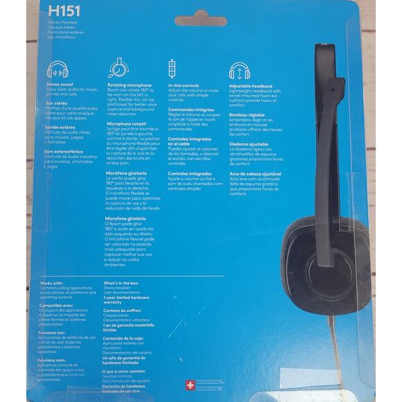 Logitech H151 Stereo Multi Device Headset with In Line Controls New OEM - Picture 3 of 5
